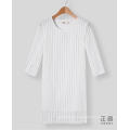 Fashion Charming Pure White Stripe Chiffon Ladies Dress